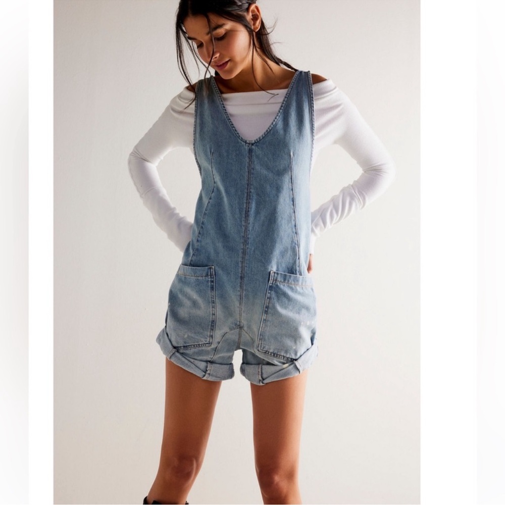 Free people we the free high roller shortall overalls color “bright eyes” xsmall - Picture 4 of 12